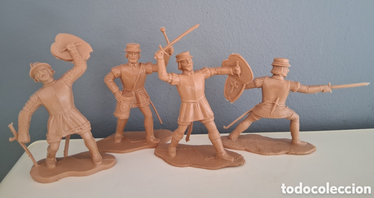 Figuras de goma y PVC: Conquistadores, serie Conquista de M&eacute;xico/Hern&aacute;n Cort&eacute;s, de Reamsa, reedici&oacute;n.