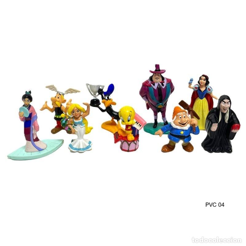 Figuras de goma y PVC: LOTE 9 FIGURAS PVC BLANCANIEVES MULAN ASTERIX PIOLIN PATO LUCAS (LOONEY TUNES) GOBERNADOR POCAHONTAS
