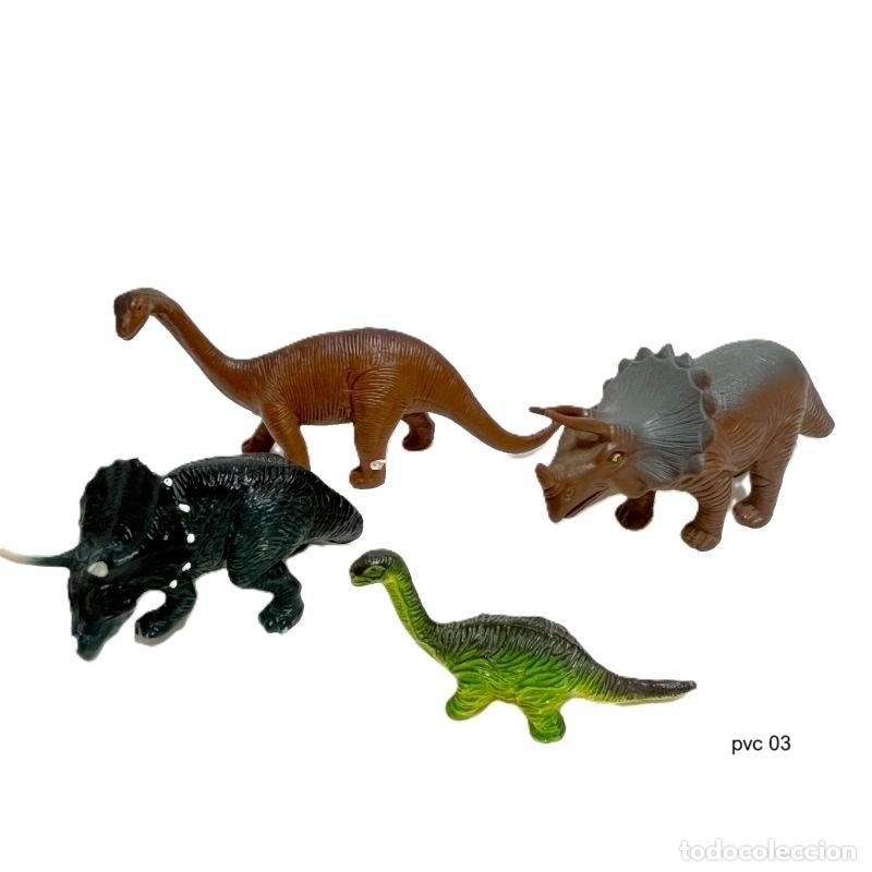 Figuras de goma y PVC: LOTE DE 4 FIGURAS DE DINOSAURIOS DE PVC: UN BRONTOSAURIO, UN APATOSAURIO Y DOS TRICERATOPS (PVC 03)