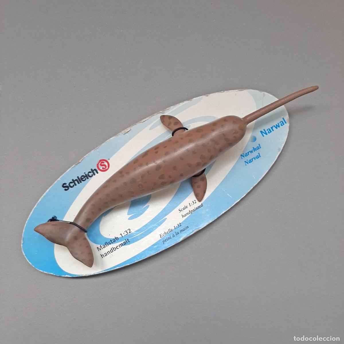 Figuras de goma y PVC: Ballena Narval de Schleich a escala 1:32. 1995