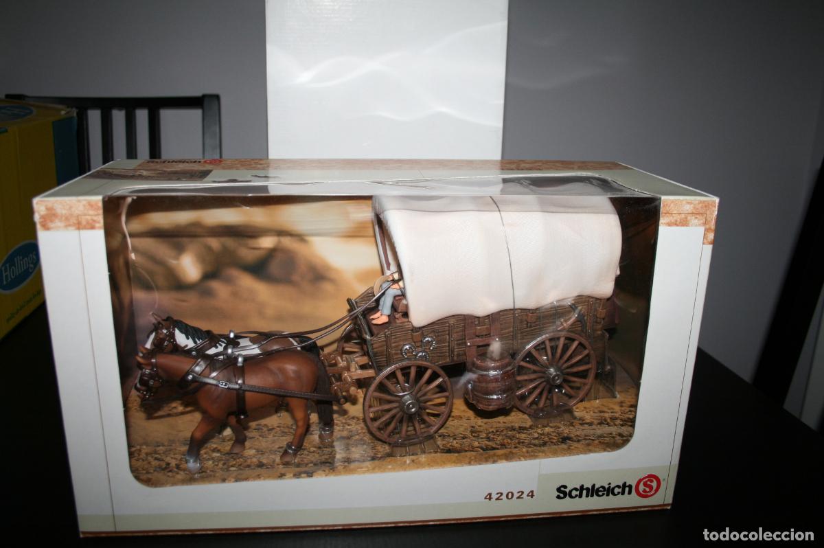 Figuras de goma y PVC: Carreta colonos oeste wild west marca Schleich - Dif&iacute;cil