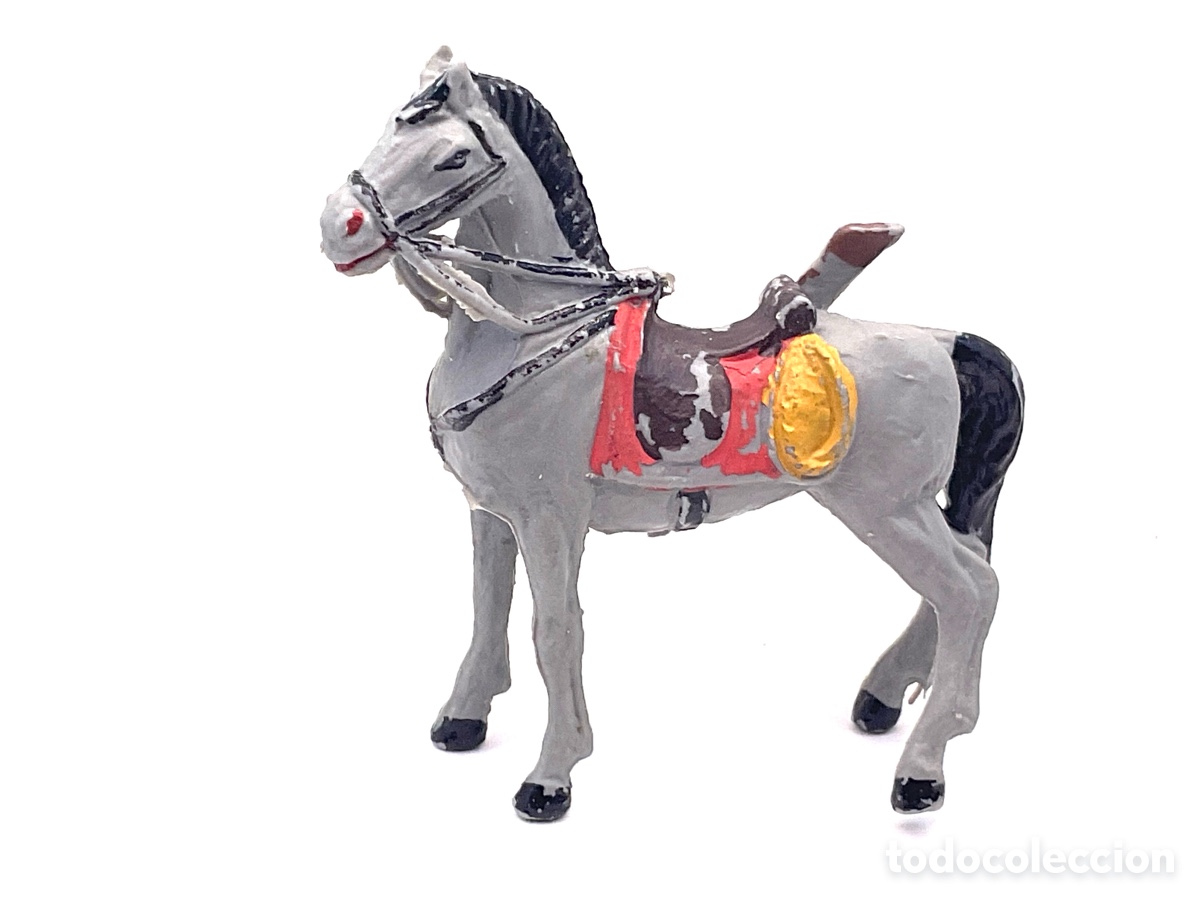 Figuras de goma y PVC: Antigua Figura en Pl&aacute;stico de Pech Hermanos. Caballo de la Serie Yankis 7 &ordm; de Caballeria.