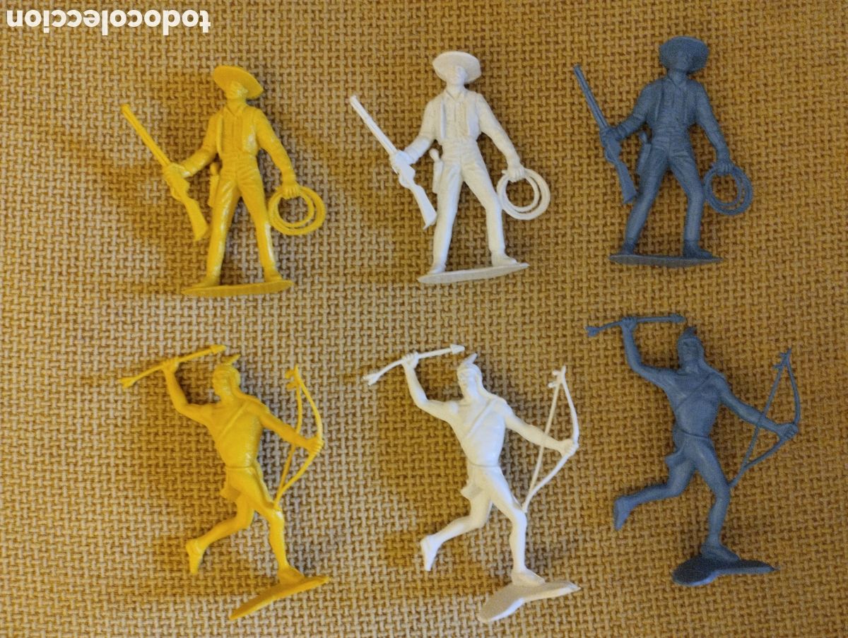 Figuras de Borracha e PVC: Lote de indios y vaqueros antiguos