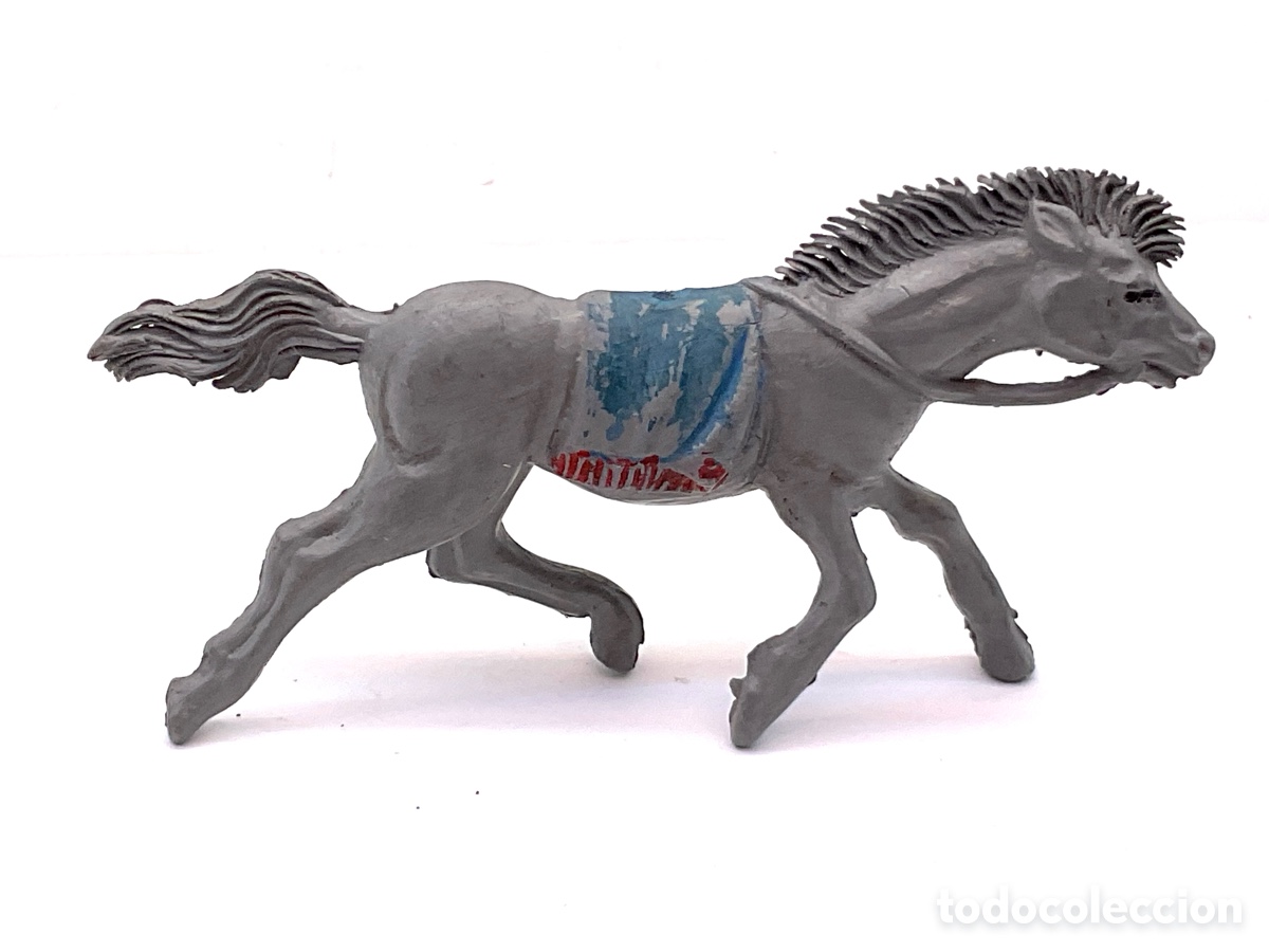 Figuras de goma y PVC: Antigua Figura del Oeste en Pl&aacute;stico . Caballo Indio . Serie Peque&ntilde;a. A&ntilde;os 50/60