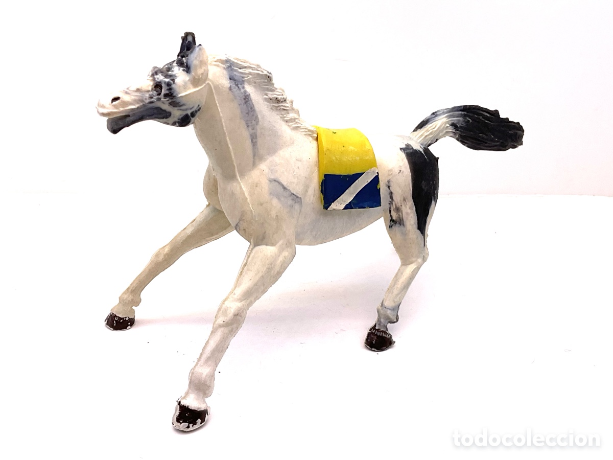 Figuras de goma y PVC: Antigua Figura del Oeste en Pl&aacute;stico.Caballo Indio con su Manta.