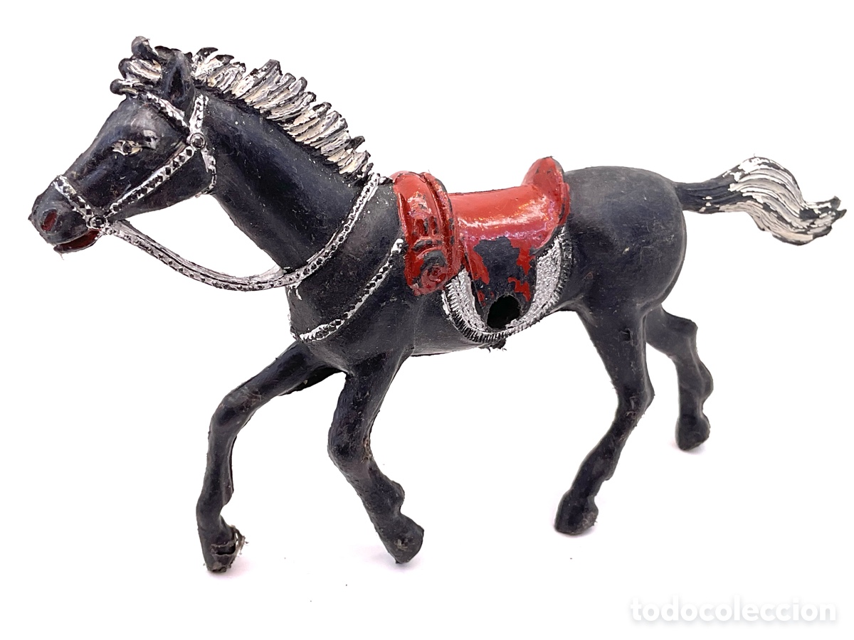 Figuras de goma y PVC: Antigua Figura del Oeste en Pl&aacute;stico. Caballo de Tiro Serie Grande.