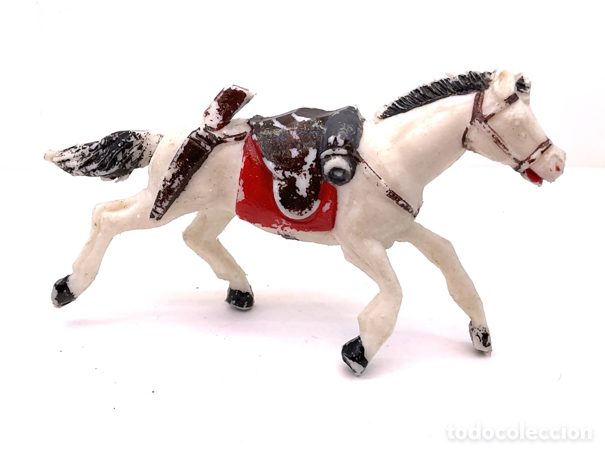 Figuras de goma y PVC: Antigua Figura del Oeste en Pl&aacute;stico. Caballo Jecsan de la Serie Descabezados.