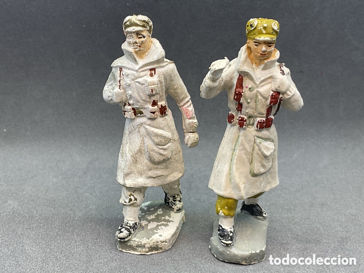 Figuras de goma y PVC: Antiguas Figuras en Pl&aacute;stico. Esquiadores Desfilando. Pech Hermanos