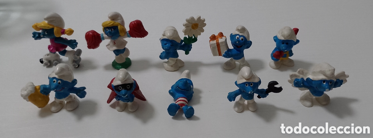 Figuras de goma y PVC: Lote Pitufos - A&ntilde;os 80