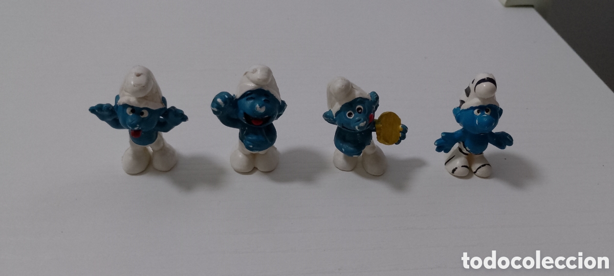 Figuras de goma y PVC: Lote Pitufos Vintage A&ntilde;os 80 Marcaje PAT