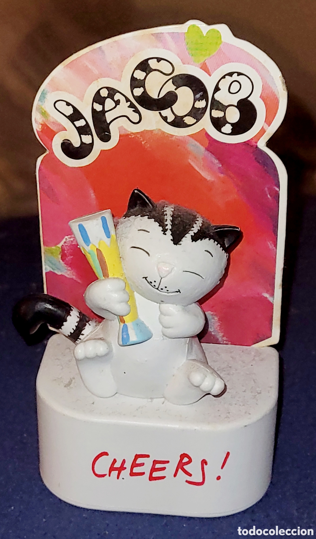 Figuras de goma y PVC: DIFICIL: Bonita figura pvc goma Kater Jakob Gato Jacob the Cat con base marca Maia Borges Portugal