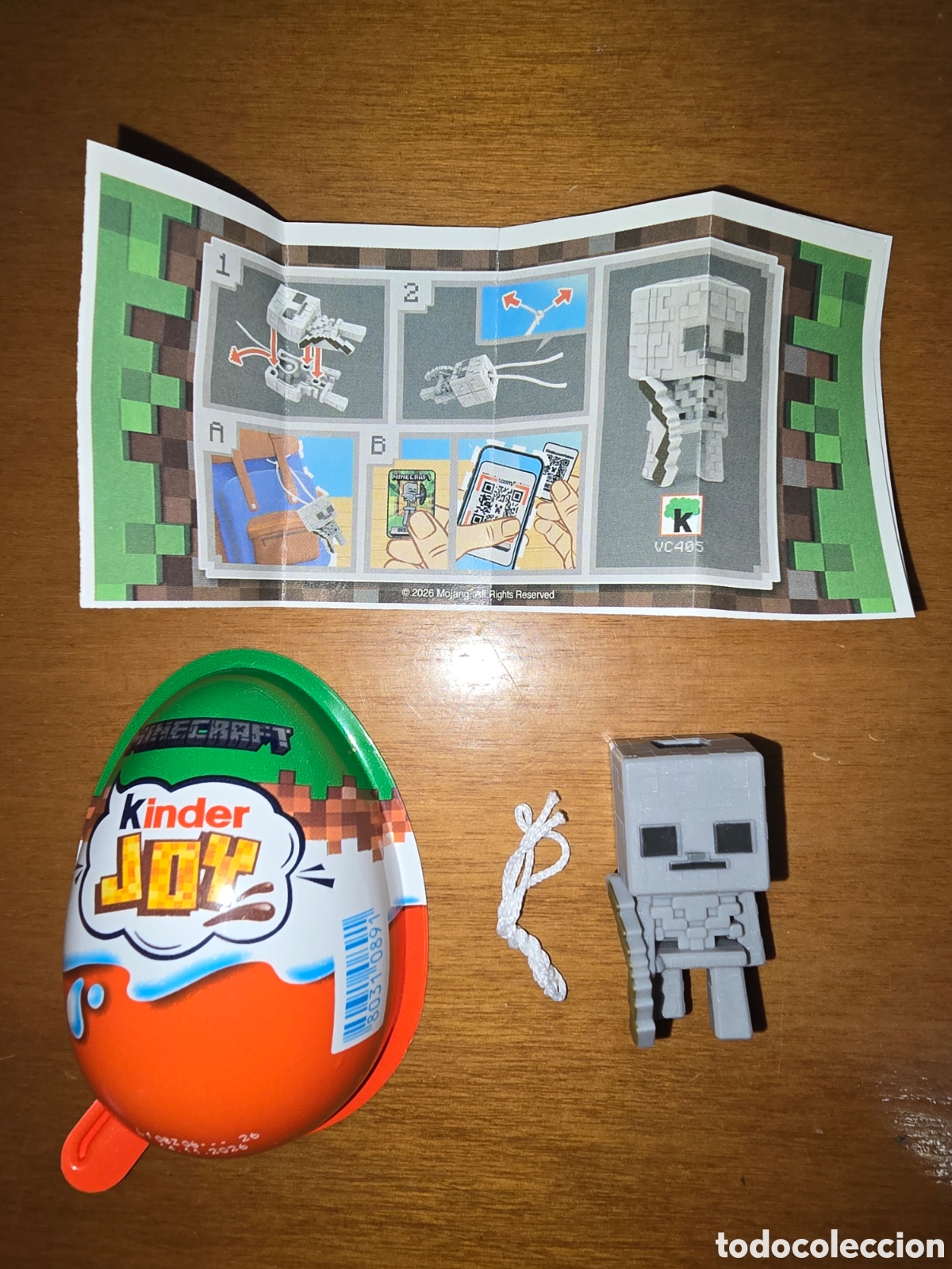 Figuras de goma Kinder: Figura kinder Joy VC405 Minecraft esqueleto + bpz mu&ntilde;eco colecci&oacute;n sorpresa premium