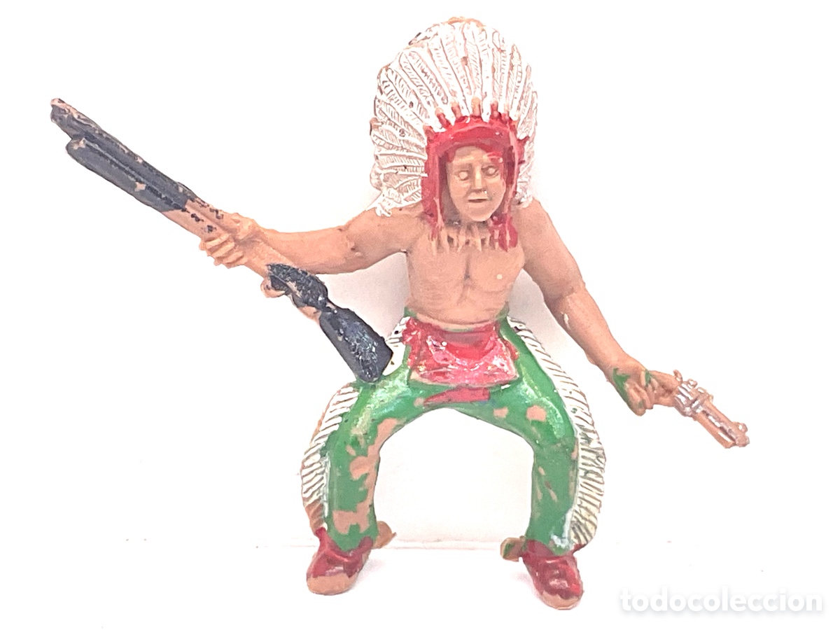 Figuras de goma y PVC: ANTIGUA FIGURA DEL OESTE EN PL&Aacute;STICO. JINETE INDIO DE SOTORRES .