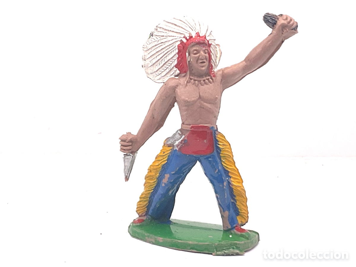 Figuras de goma y PVC: ANTIGUA FIGURA DEL OESTE EN PL&Aacute;STICO. GUERRERO INDIO DE SOTORRES .