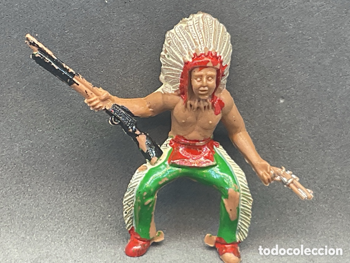 Figuras de goma y PVC: ANTIGUA FIGURA DEL OESTE EN PL&Aacute;STICO. GUERRERO INDIO DE SOTORRES .