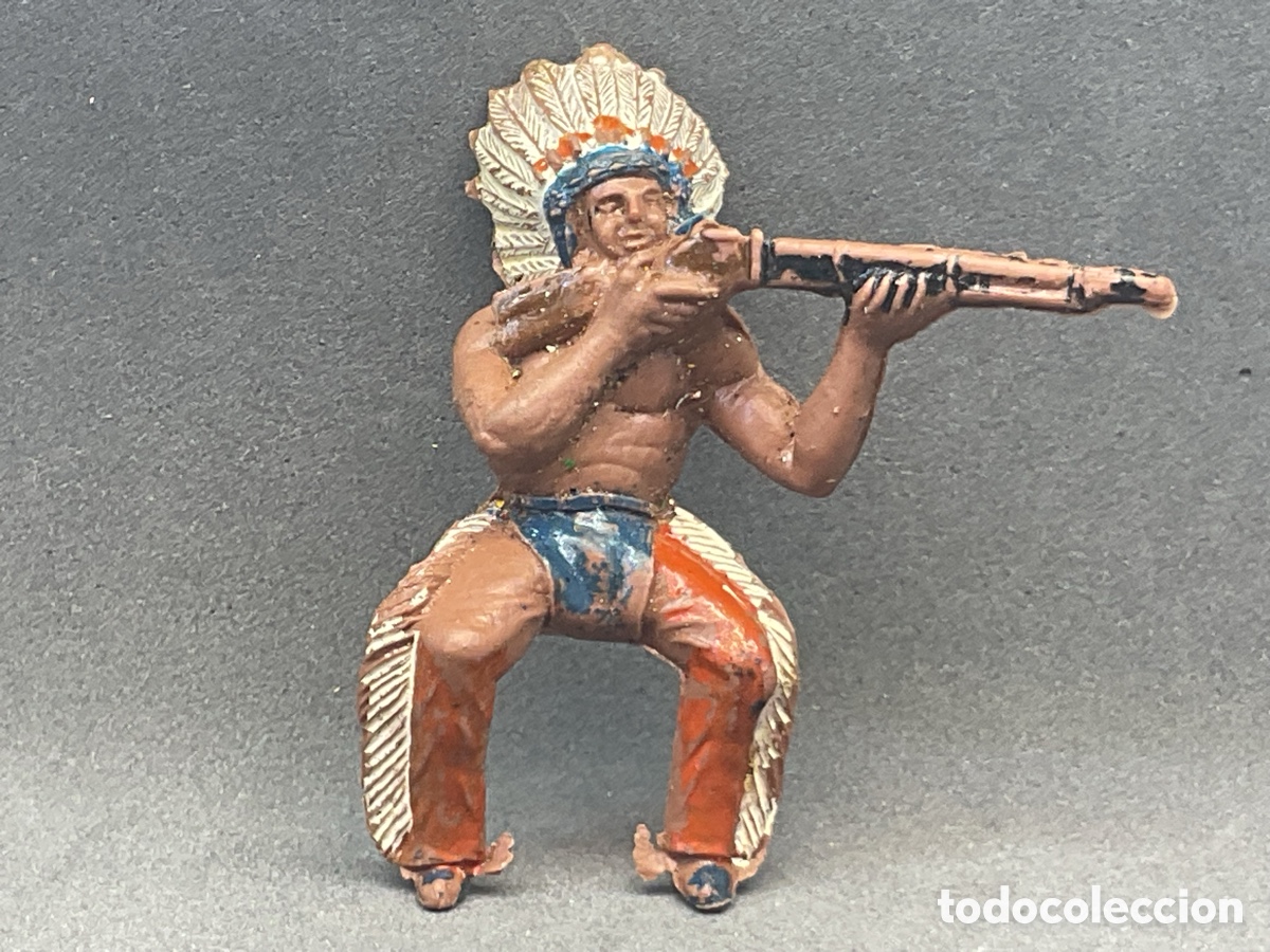 Figuras de goma y PVC: ANTIGUA FIGURA DEL OESTE EN PL&Aacute;STICO. GUERRERO INDIO DE SOTORRES .