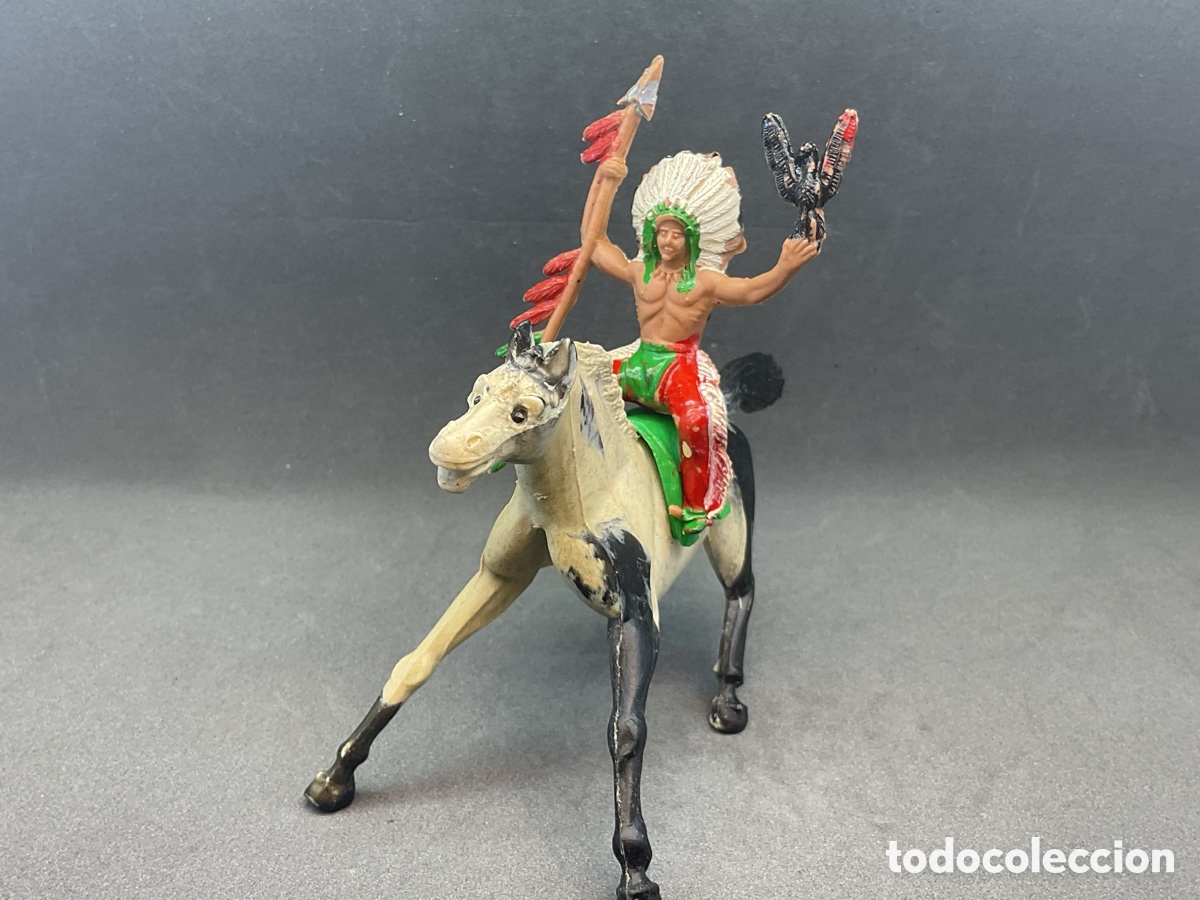 Figuras de goma y PVC: ANTIGUAS FIGURAS DEL OESTE . GUERRERO INDIO A CABALLO DE M.SOTORRES