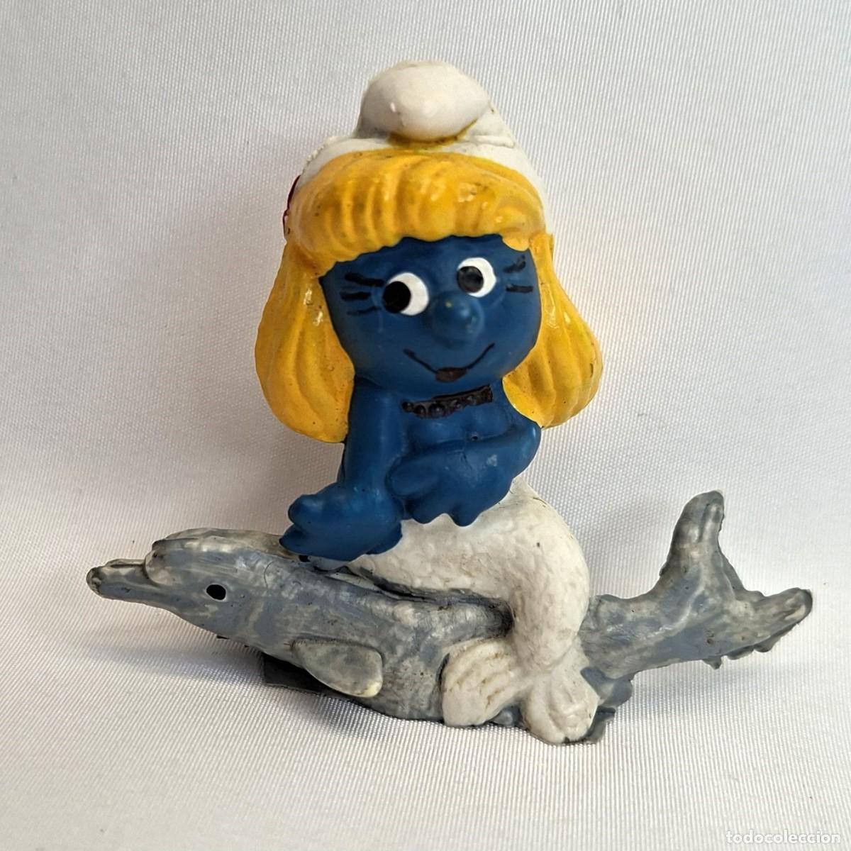 Figurines en Caoutchouc et PVC: FIGURA PITUFA SIRENA CON DELF&Iacute;N , PVC NO T&Oacute;XICO.