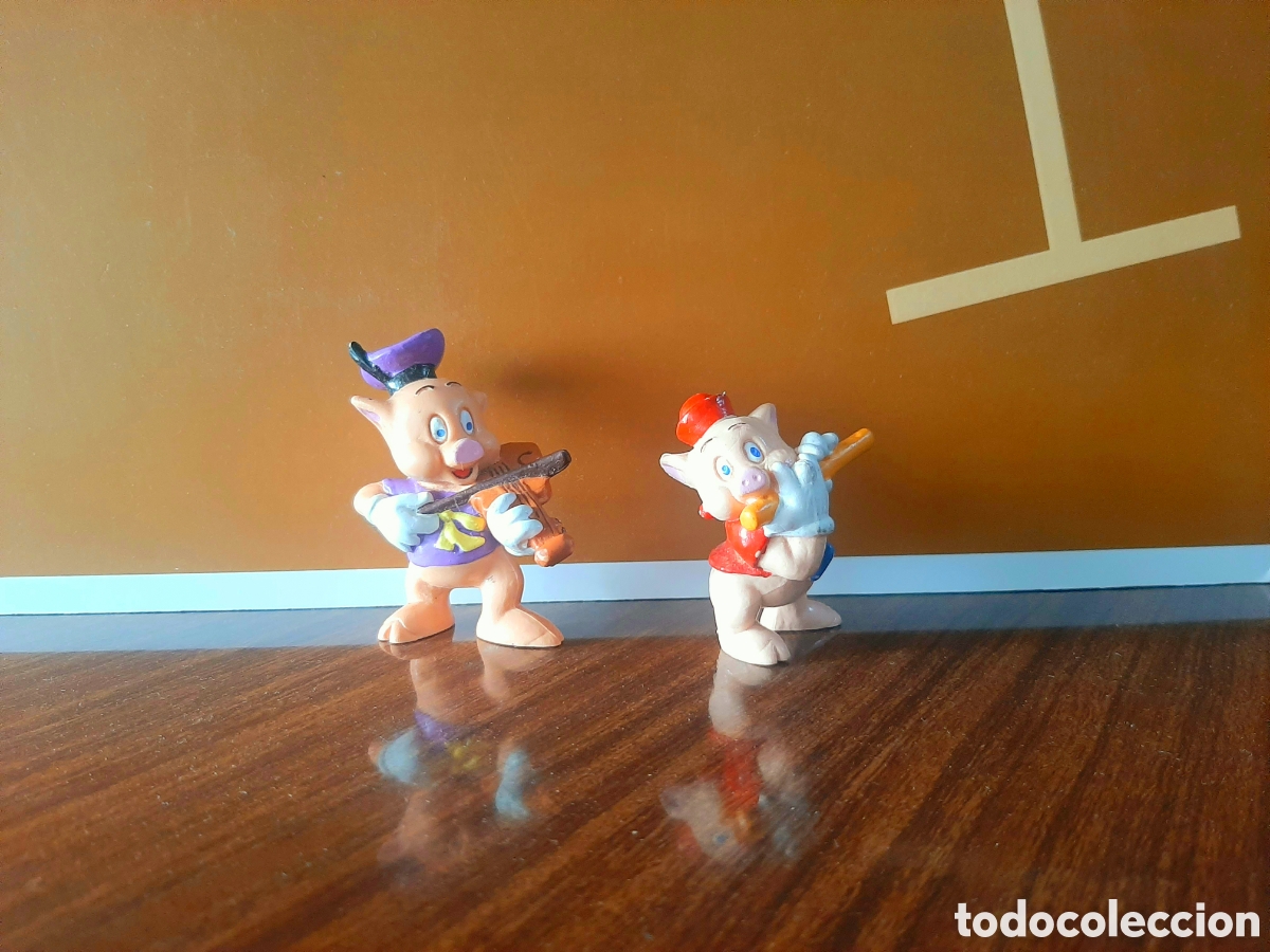 Gummi- und PVC-Figuren: Lote 2 figuras Los Tres cerditos y el lobo feroz - Bullyland