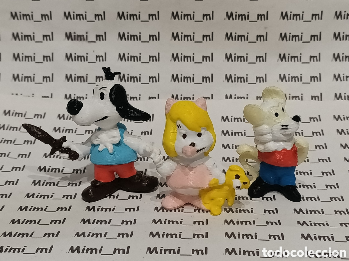 Figuras de goma y PVC: Lote 3 figuras Dartacan hijo hija y rat&oacute;n en impresora 3d inspiradas en las de Startoys