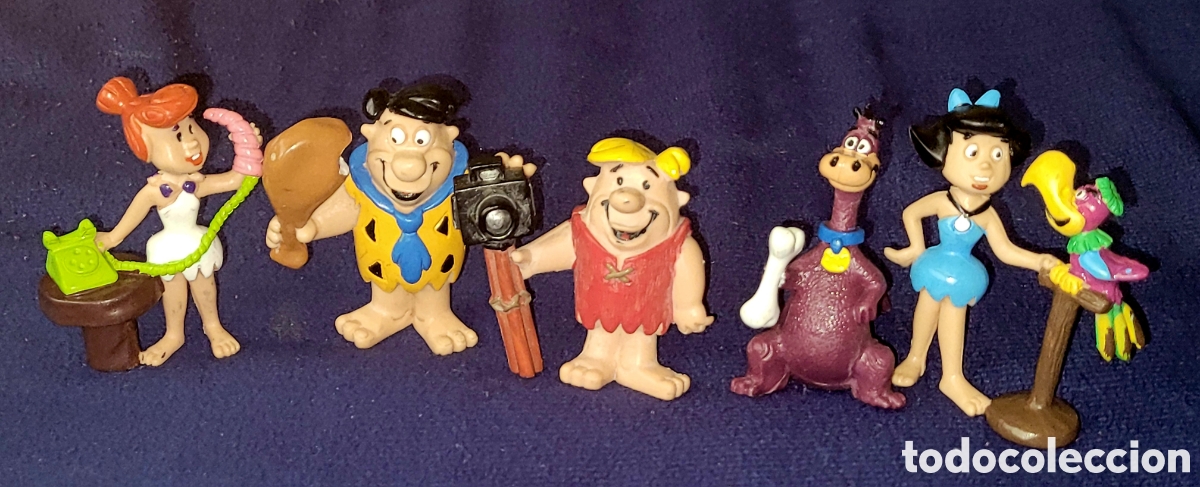 Figuras de goma y PVC: Bonito lote completo 5 figuras pvc goma Los Picapiedra Flintstones Feuerstein marca Comics Spain