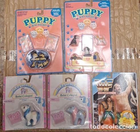 Figuras de goma y PVC: Megalote Juguetes Vintage 90s Hasbro MOC - Pressing Catch + Mi Peque&ntilde;o Pony + Puppy In My Pocket (Bl