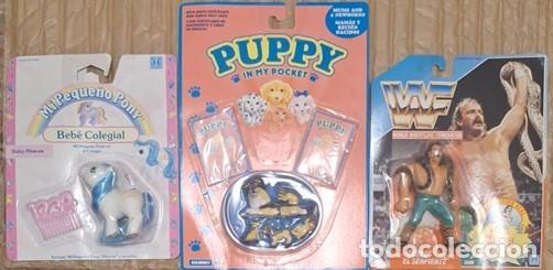 Figuras de goma y PVC: Megalote Juguetes Vintage 90s Hasbro MOC - Pressing Catch + Mi Peque&ntilde;o Pony + Puppy In My Pocket (Bl