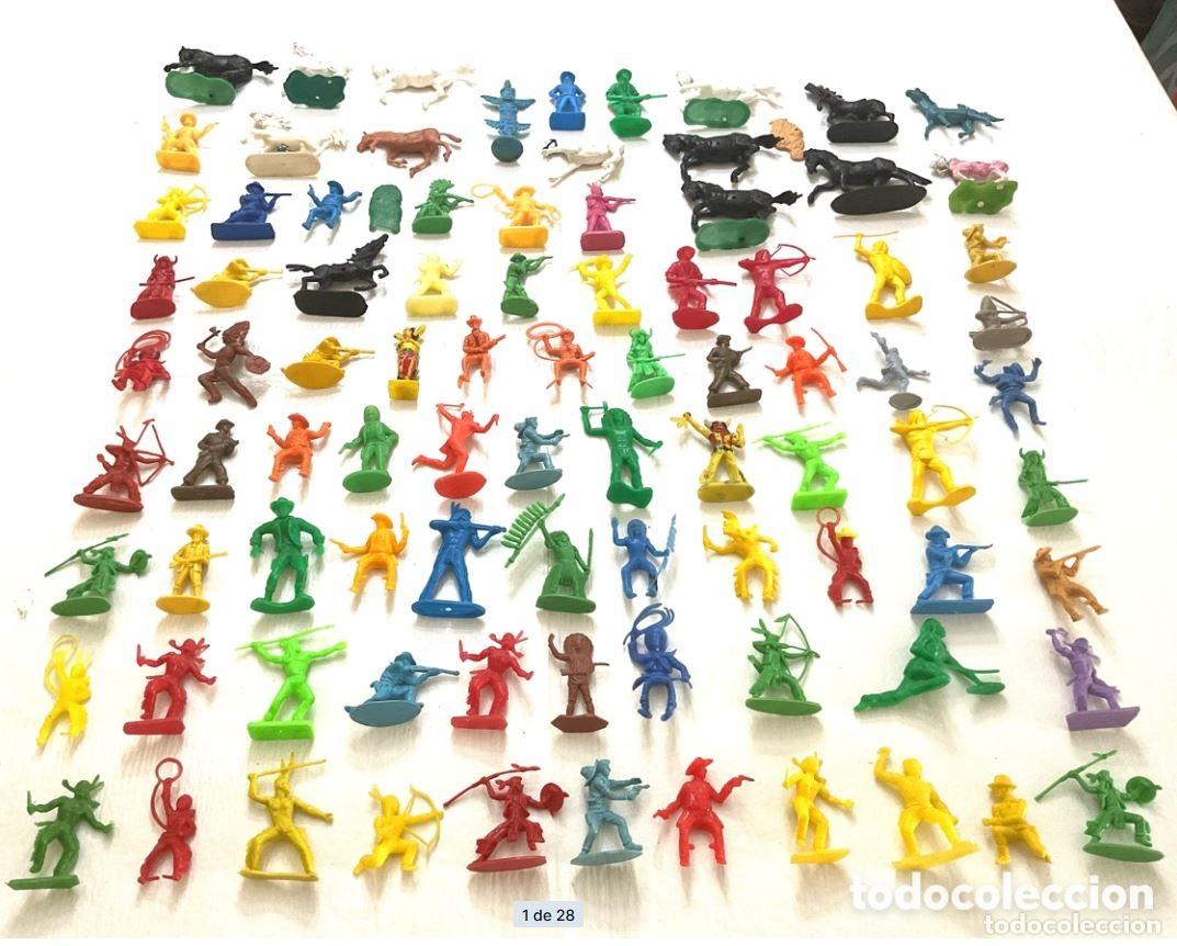 Figuras de goma y PVC: Lote de Antiguas Figuras del Oeste en Pl&aacute;stico.