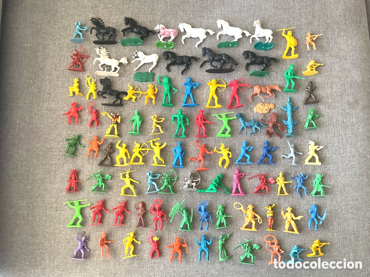 Figuras de goma y PVC: Lote de Antiguas Figuras del Oeste en Pl&aacute;stico.