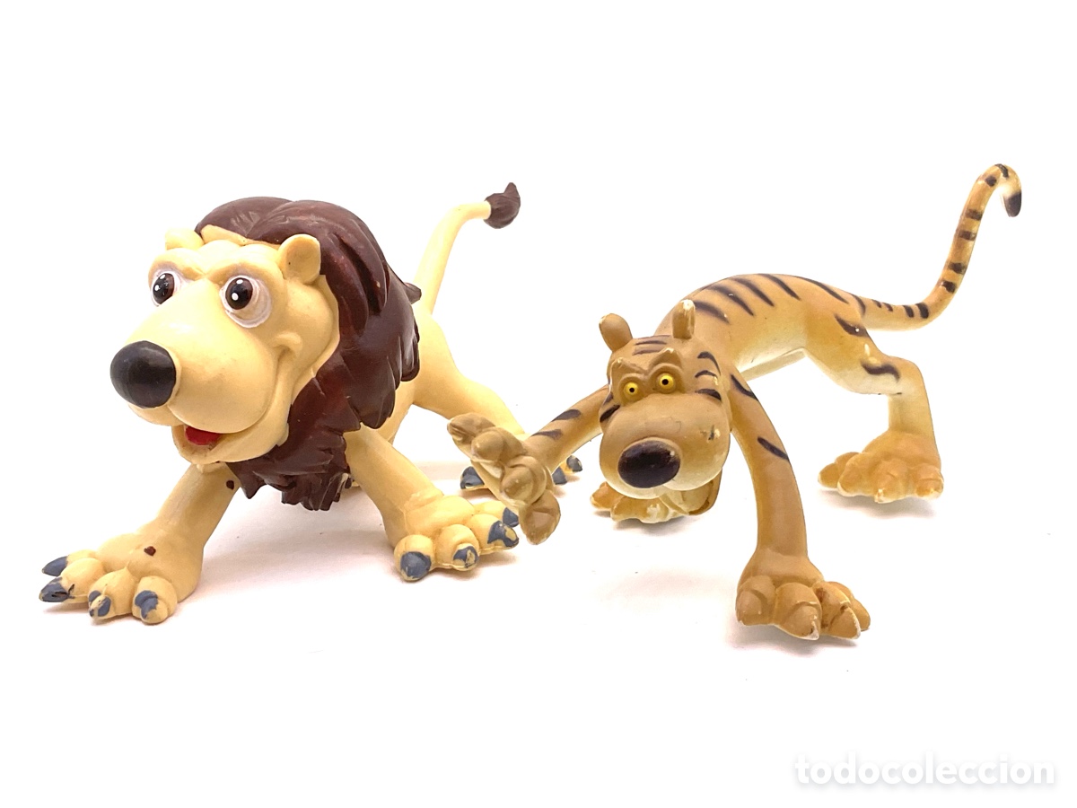 Figuras de goma y PVC: FIGURAS DE LEON Y TIGRE. SERIE ANIMALES DE LA SELVA MARCA GOSNELL.
