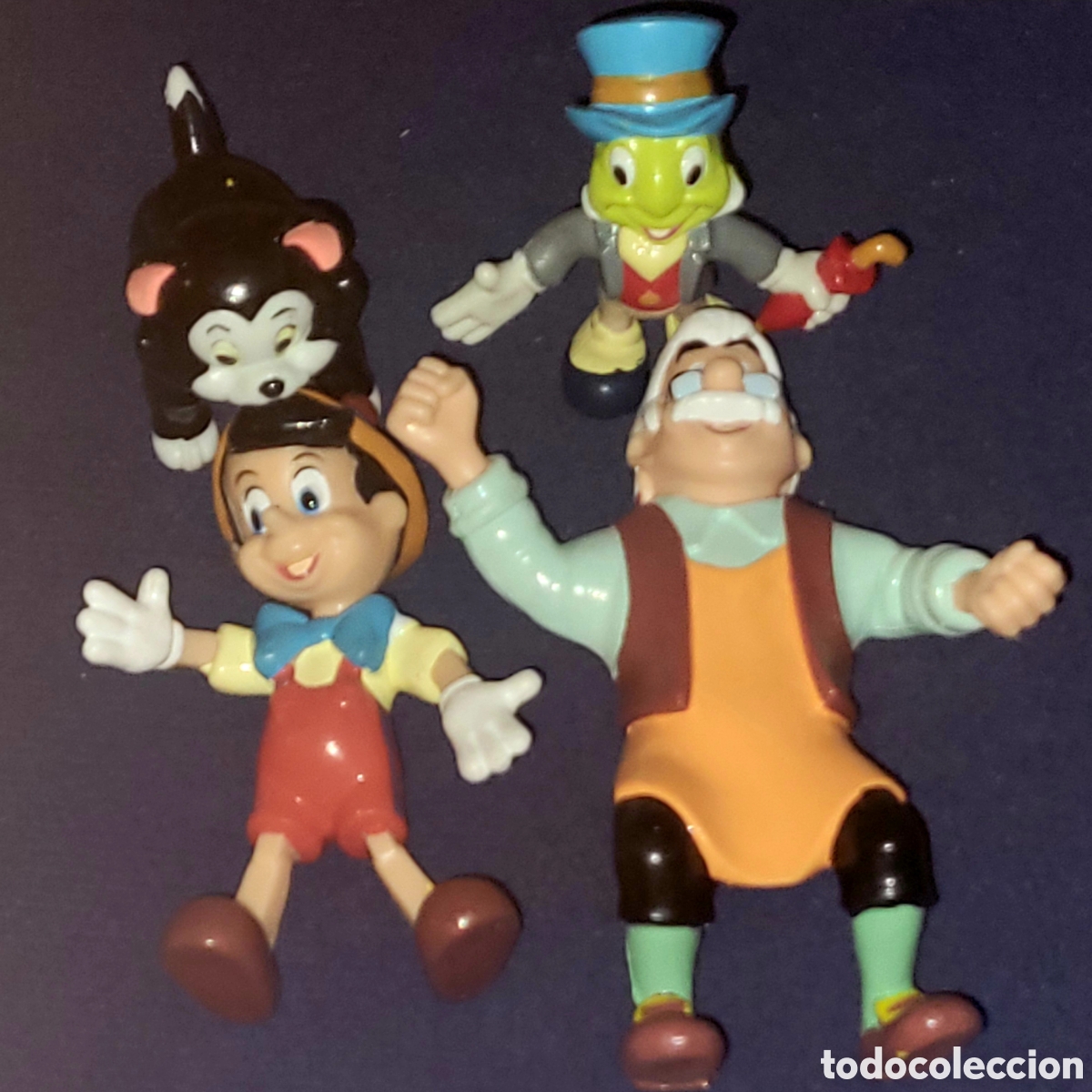 Figuras de goma y PVC: Bonito lote completo 4 figuras flexi pvc goma Disney Pinocchio Bend-Ems Just Toys