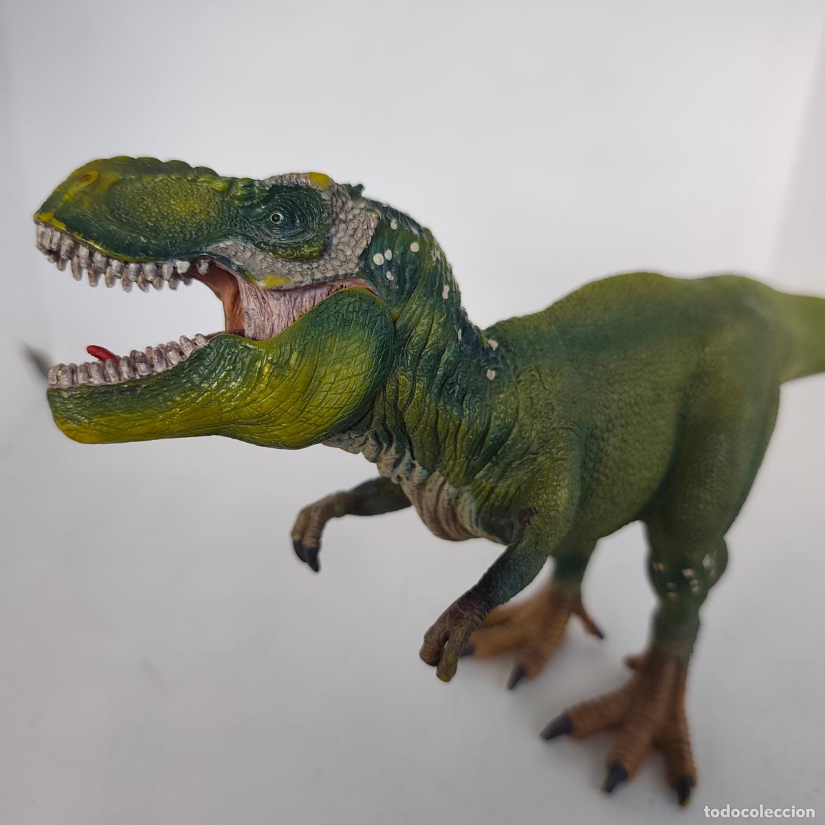 Figuras de goma y PVC: Figura dinosaurio T-Rex Tyrannosaurus Rex 2011 Schleich verde mand&iacute;bula