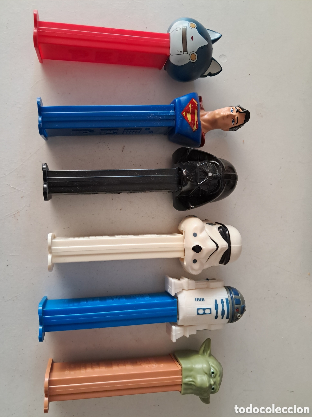 Figuras de goma y PVC dispensador PEZ: LOTE DE SEIS DISPENSADORES PEZ