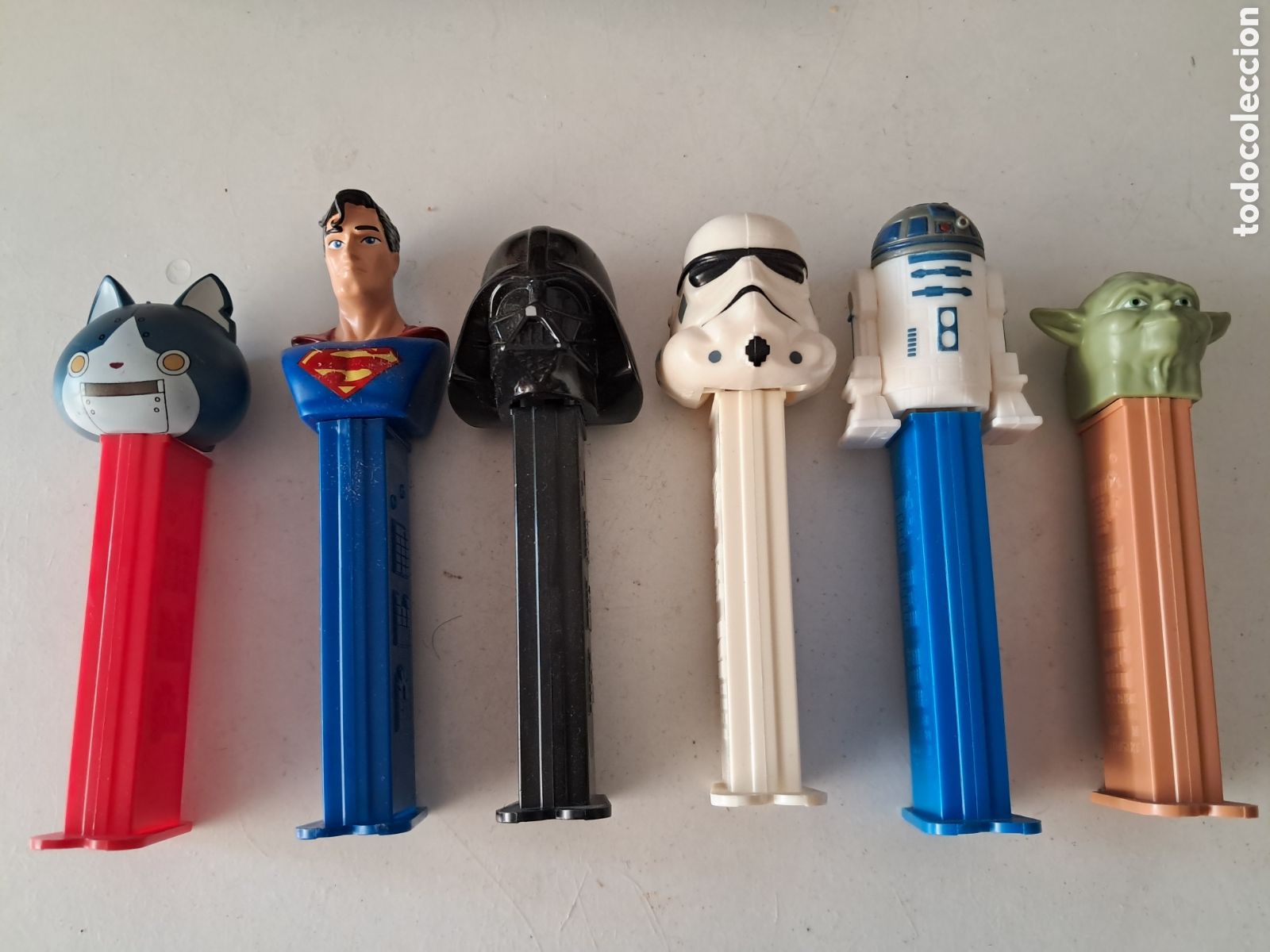 Figuras de goma y PVC dispensador PEZ: LOTE DE SEIS DISPENSADORES PEZ