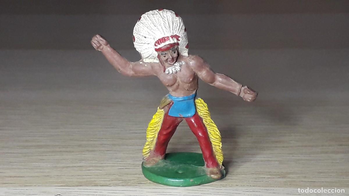 Figuras de goma y PVC: Guerrero Indio Oeste, goma, Alca Capell Barcelona Spain tipo Jecsan, original a&ntilde;os 50.
