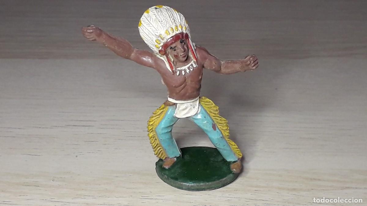 Figuras de goma y PVC: Guerrero Indio Oeste, goma, Alca Capell Barcelona Spain tipo Jecsan, original a&ntilde;os 50.