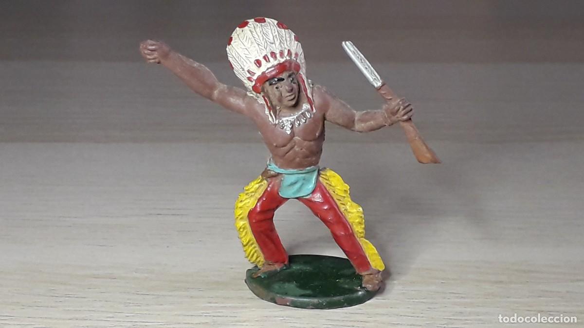 Figuras de goma y PVC: Guerrero Indio Oeste, goma, Alca Capell Barcelona Spain tipo Jecsan, original a&ntilde;os 50.