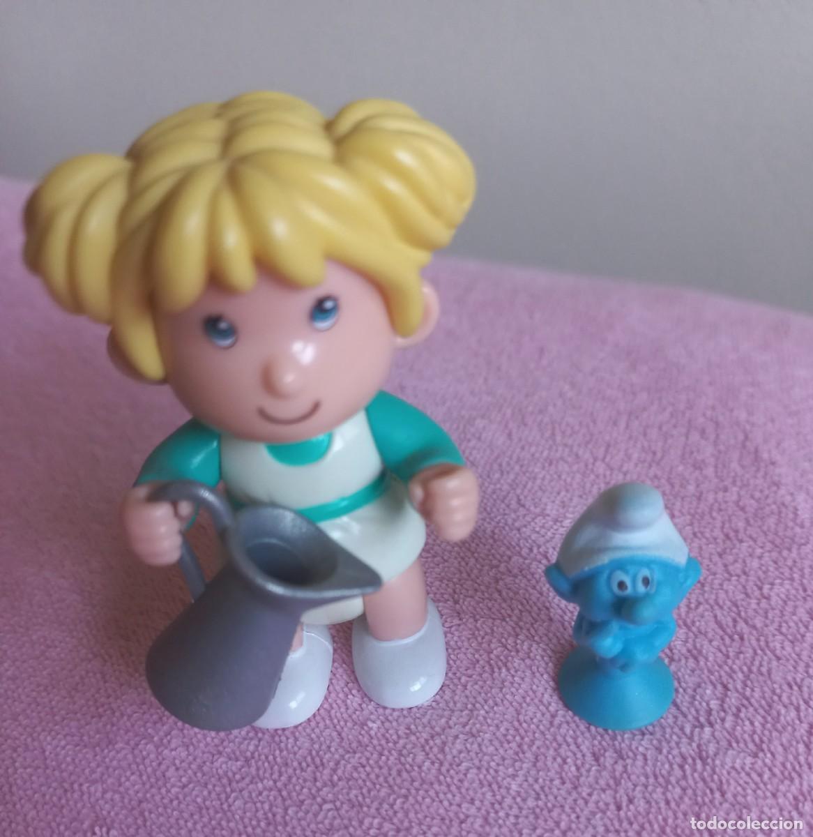 Figuras de goma y PVC: Figuras Colecci&oacute;n: Pinypon Famosa Original (1999) + Stikeez Pitufo Lidl