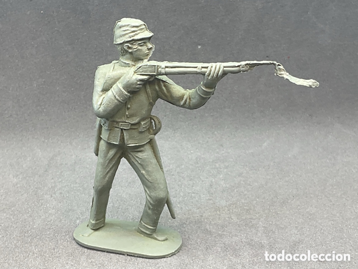 Figuras de goma y PVC: Antigua Figura del Oeste en Pl&aacute;stico. Serie Dos Banderas. Federales y Confederados. A&ntilde;os 70