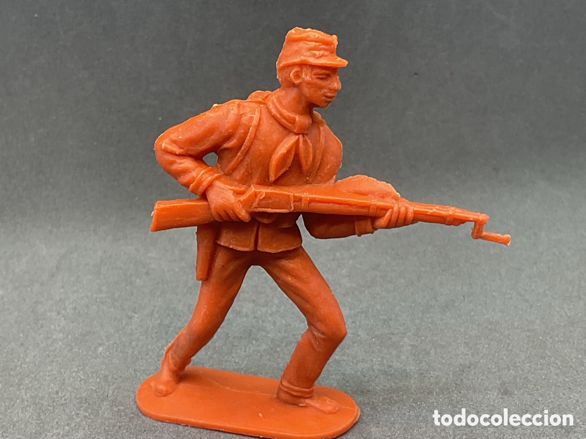 Figuras de goma y PVC: Antigua Figura del Oeste en Pl&aacute;stico. Serie Dos Banderas. Federales y Confederados. A&ntilde;os 70