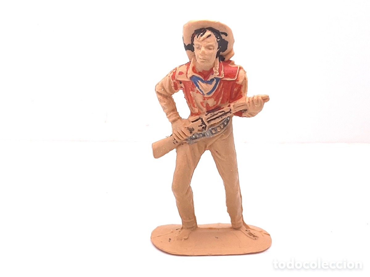 Figuras de goma y PVC: Antigua Figura del Oeste en Pl&aacute;stico. Cowboy de Jecsan . A&ntilde;os 70.