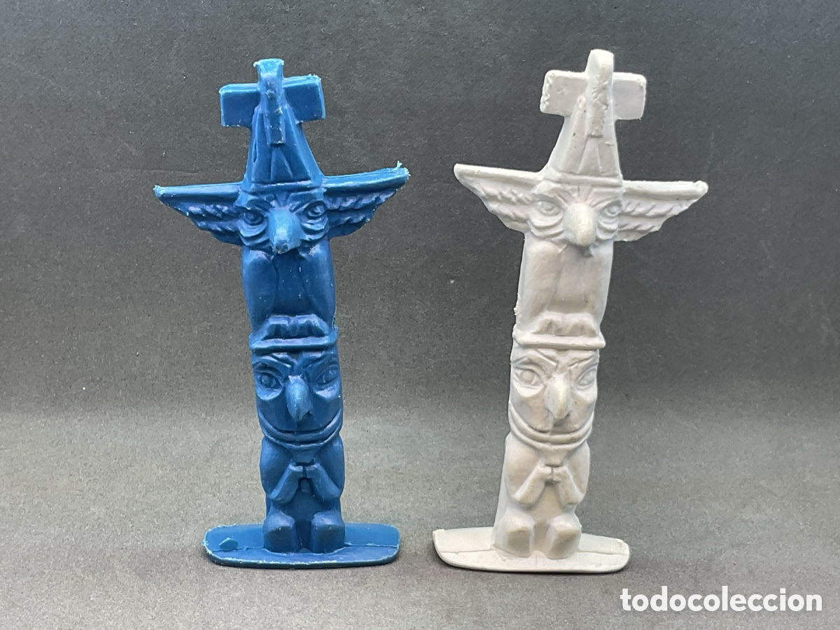 Figuras de goma y PVC: Antiguas Figuras en Pl&aacute;stico 2 Totem Indios de Comansi . A&ntilde;os 70/80