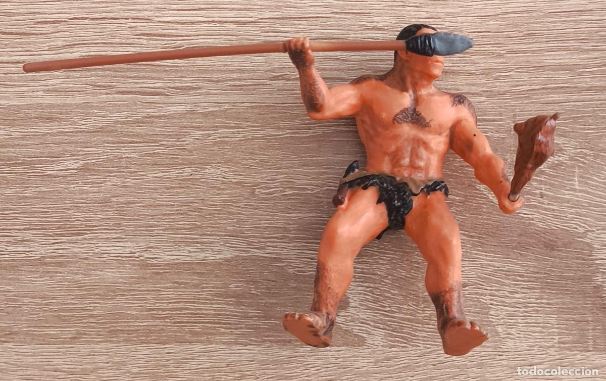Figuras de goma y PVC: FIGURA PAPO 2000 , HOMBRE DE LAS CAVERNAS CON LANZA , CAVERNICOLA CON GARROTE , SERIE PREHISTORIA