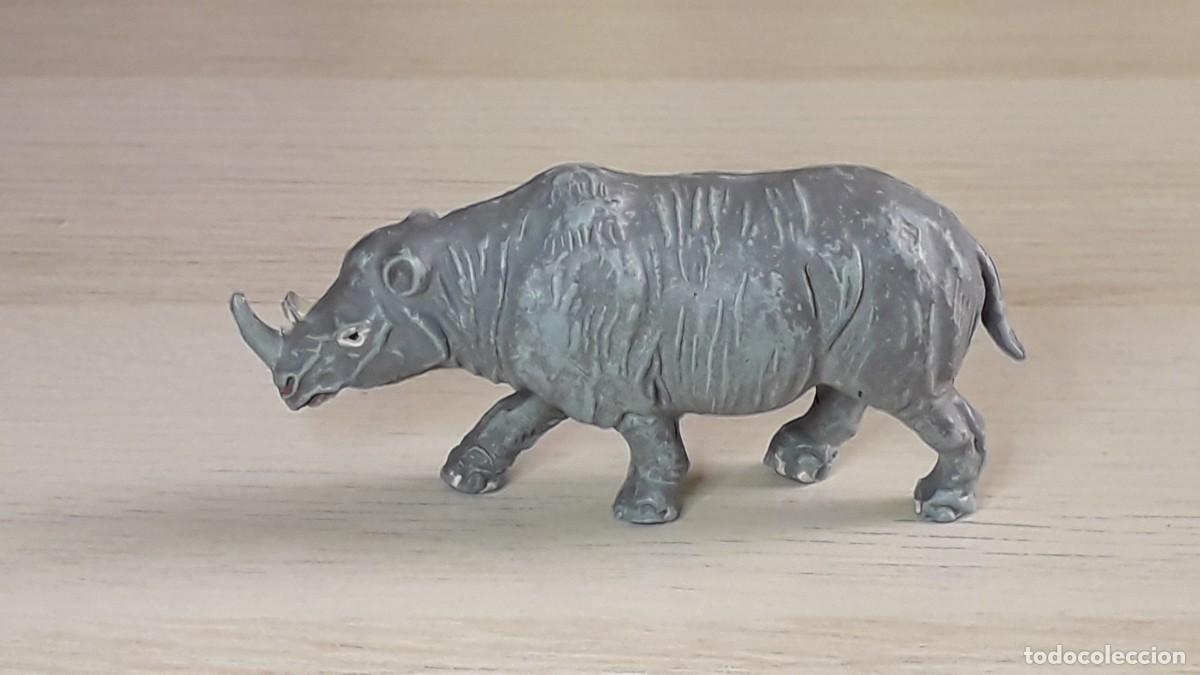 Figuras de goma y PVC: Rinoceronte serie fieras Historia Natural, goma, Jecsan Spain, original a&ntilde;os 50-60.