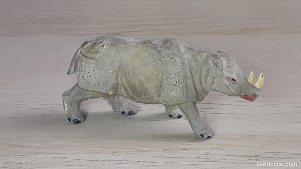 Figuras de goma y PVC: Rinoceronte, goma, Pech Spain tipo Jecsan, original a&ntilde;os 50-60.