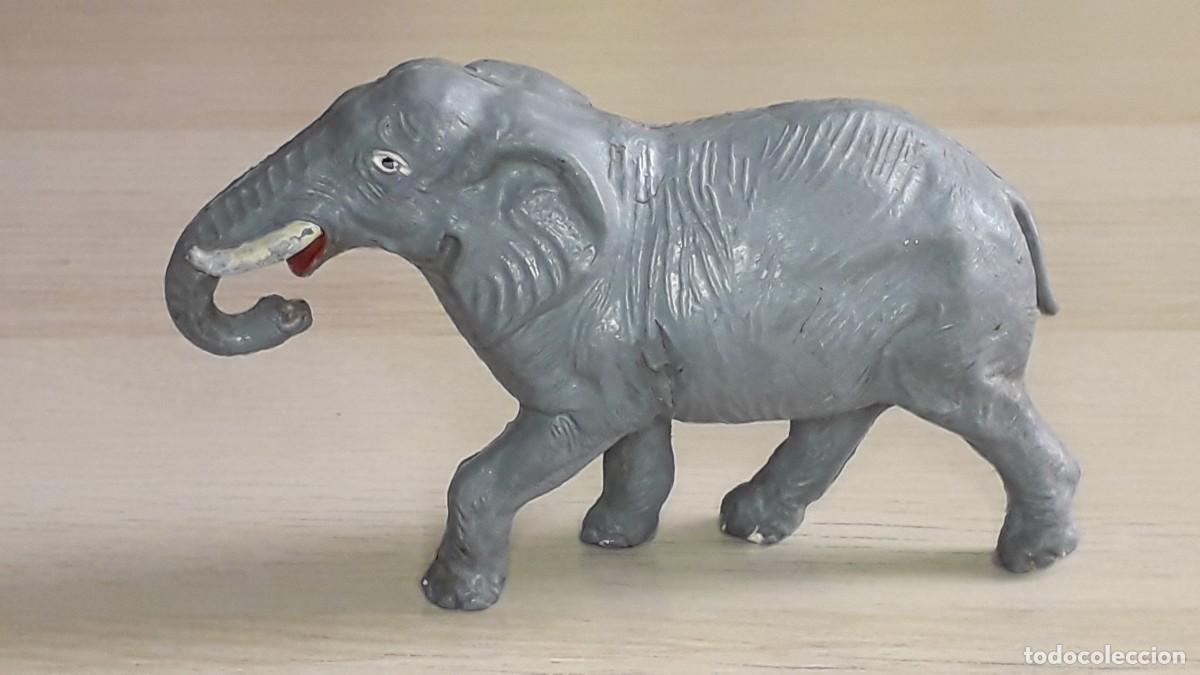 Figuras de goma y PVC: Elefante grande serie Fieras Historia Natural, goma, Jecsan Spain, original a&ntilde;os 50-60.