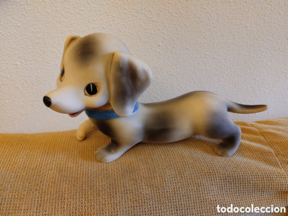 Figuras de goma y PVC: Perro salchicha goma antiguo