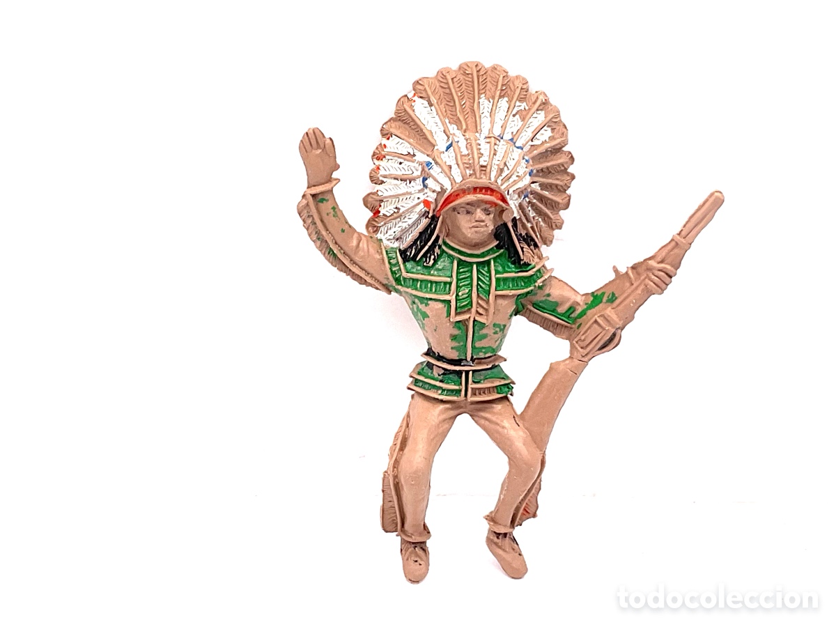 Figuras de goma y PVC: Antigua Figura del Oeste en Pl&aacute;stico. Jinete Indio. Comansi. 1&ordm; Epoca.