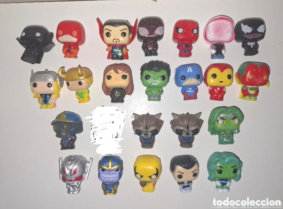 Rubber and PVC Figures: Lote figuras Mini Funko - Spiderman, Miles Morales, Venom, SpiderGwen, Capitan america, Iron Man