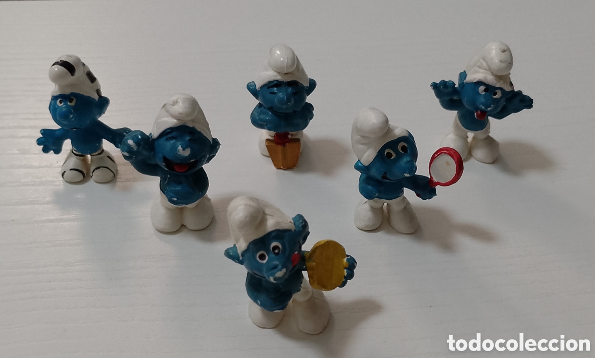 Rubber and PVC Figures: Lote Pitufos Vintage A&ntilde;os 80 Marcaje PAT